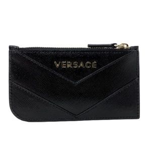 💎Versace💎Saffiano Leather Chevron Zip Card Holder